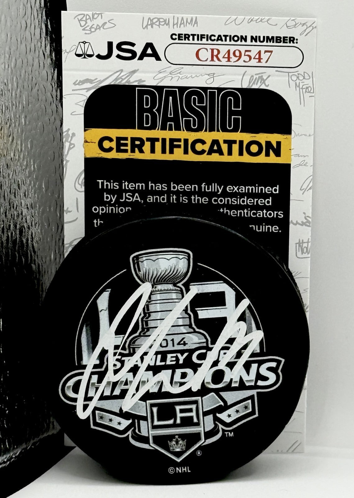 Jeff Carter signed Los Angeles Kings 2014 Stanley Cup Champs Puck JSA