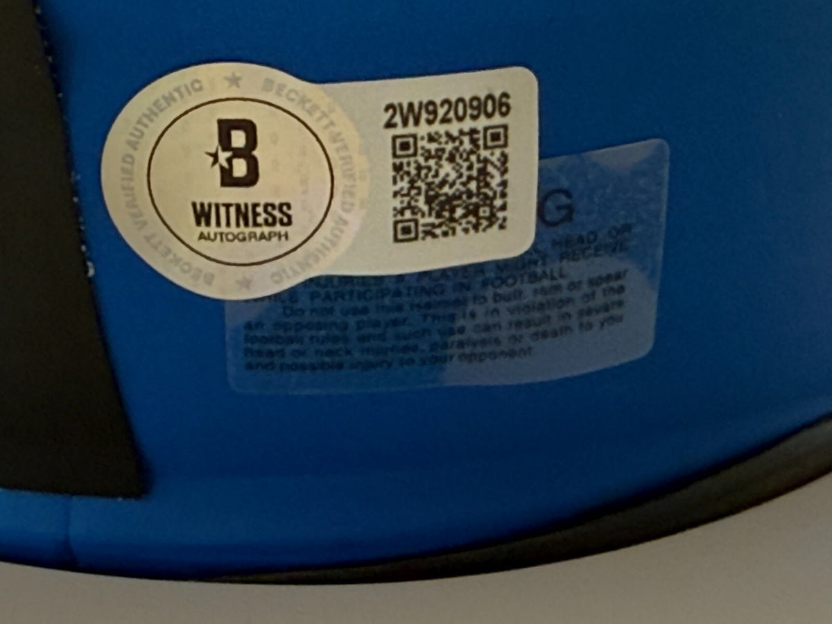 Edgerrin James signed Indianapolis Colts Rave mini helmet Beckett Witnessed