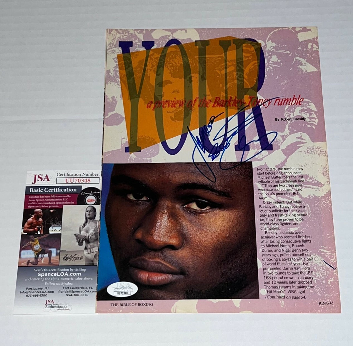 James Toney Lights Out signed Magazine Page Boxing Champ autographed 2 JSA