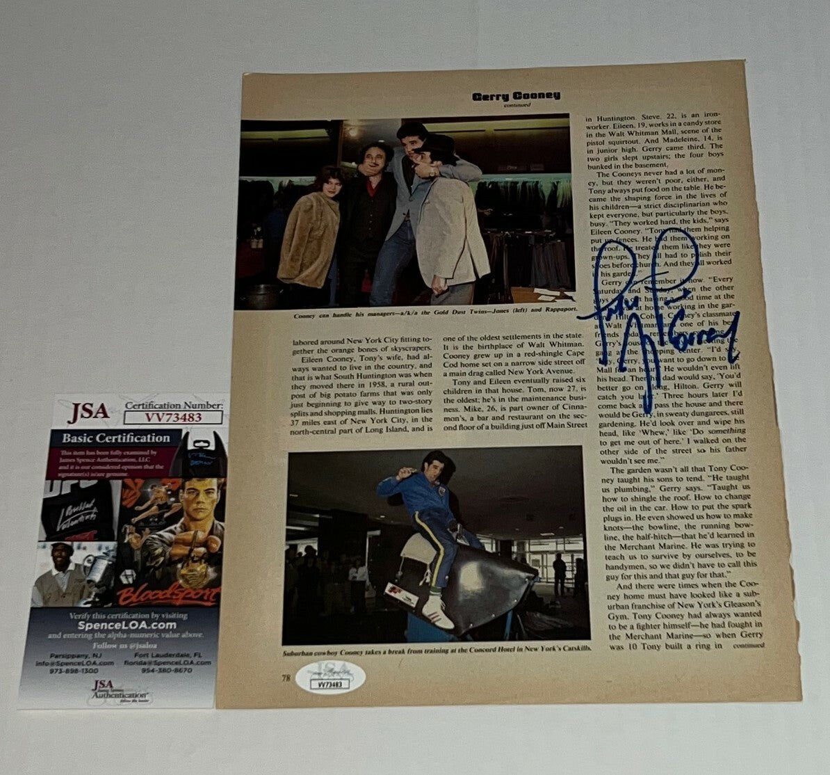 Gerry Cooney signed Boxing Magazine Page autographed 5 JSA