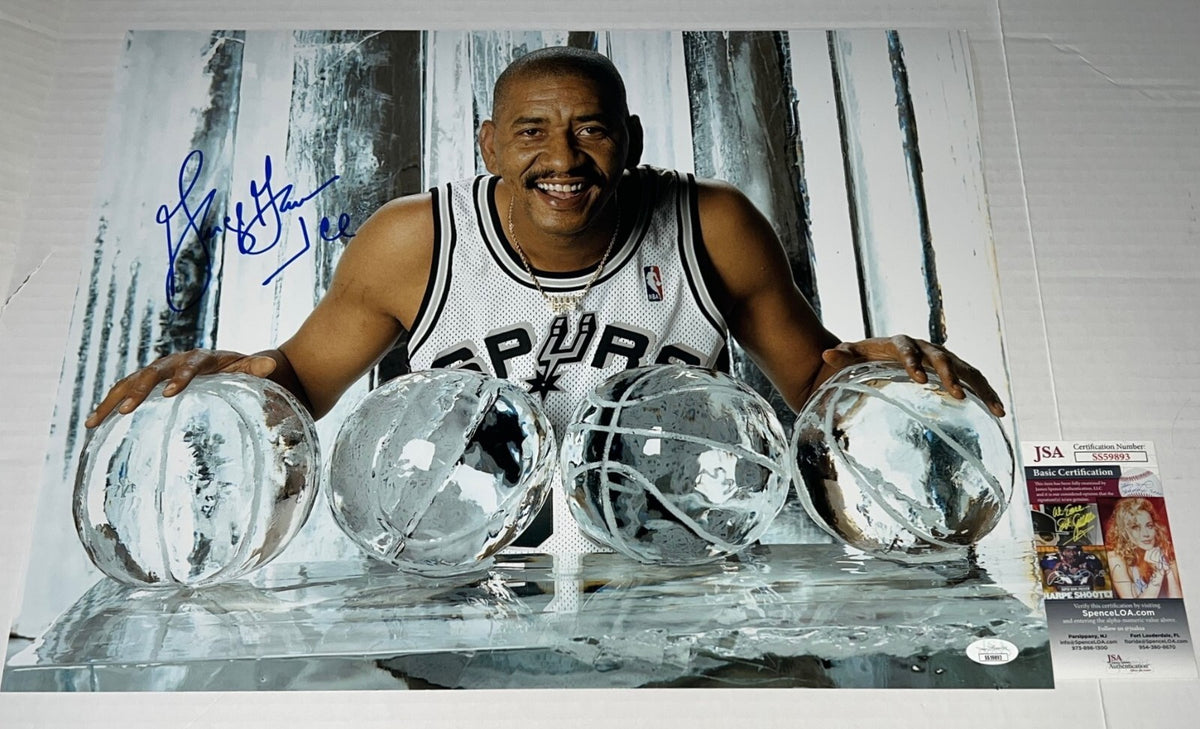 George Gervin signed San Antonio Spurs 16x20 photo autographed W Ice Insc 4 JSA