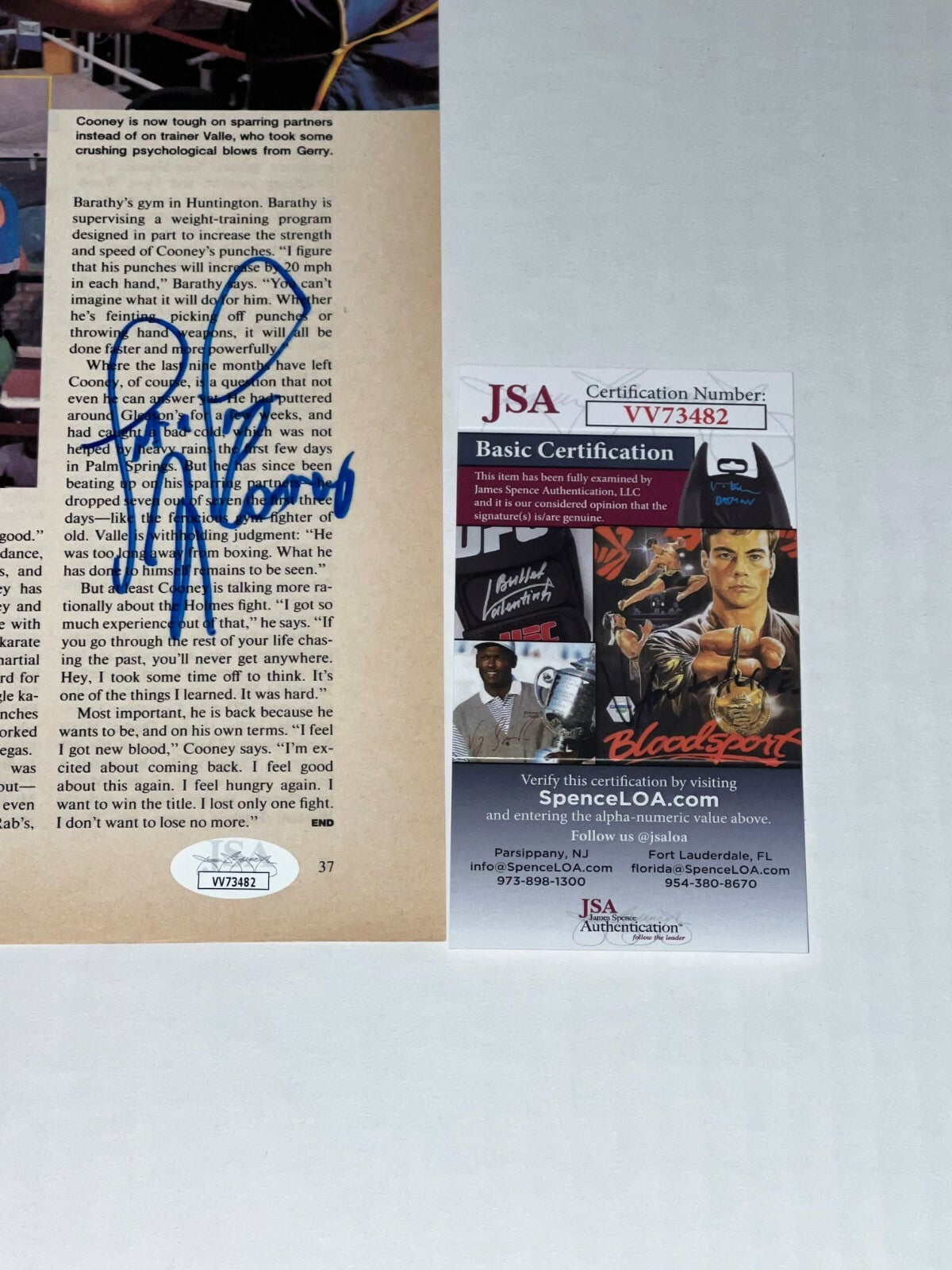 Gerry Cooney signed Boxing Magazine Page autographed 6 JSA