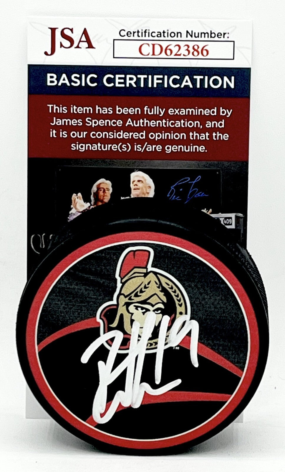 Drake Batherson signed Ottawa Senators Reverse Retro Puck autographed #2 JSA COA