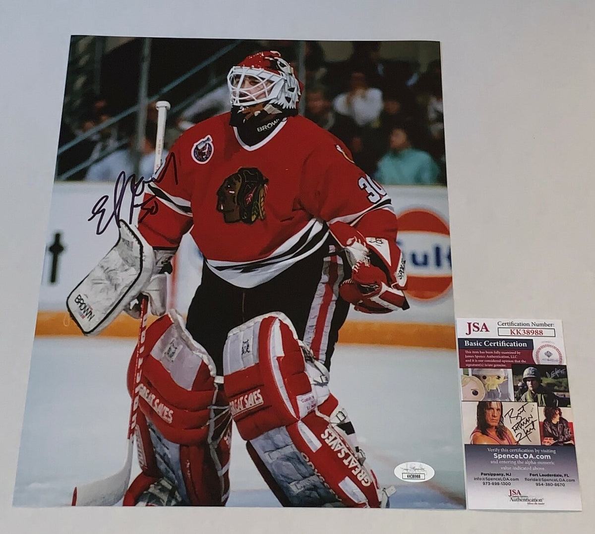 Ed Belfour signed Chicago Blackhawks 11x14 photo autographed Hawks HOF 4 JSA  