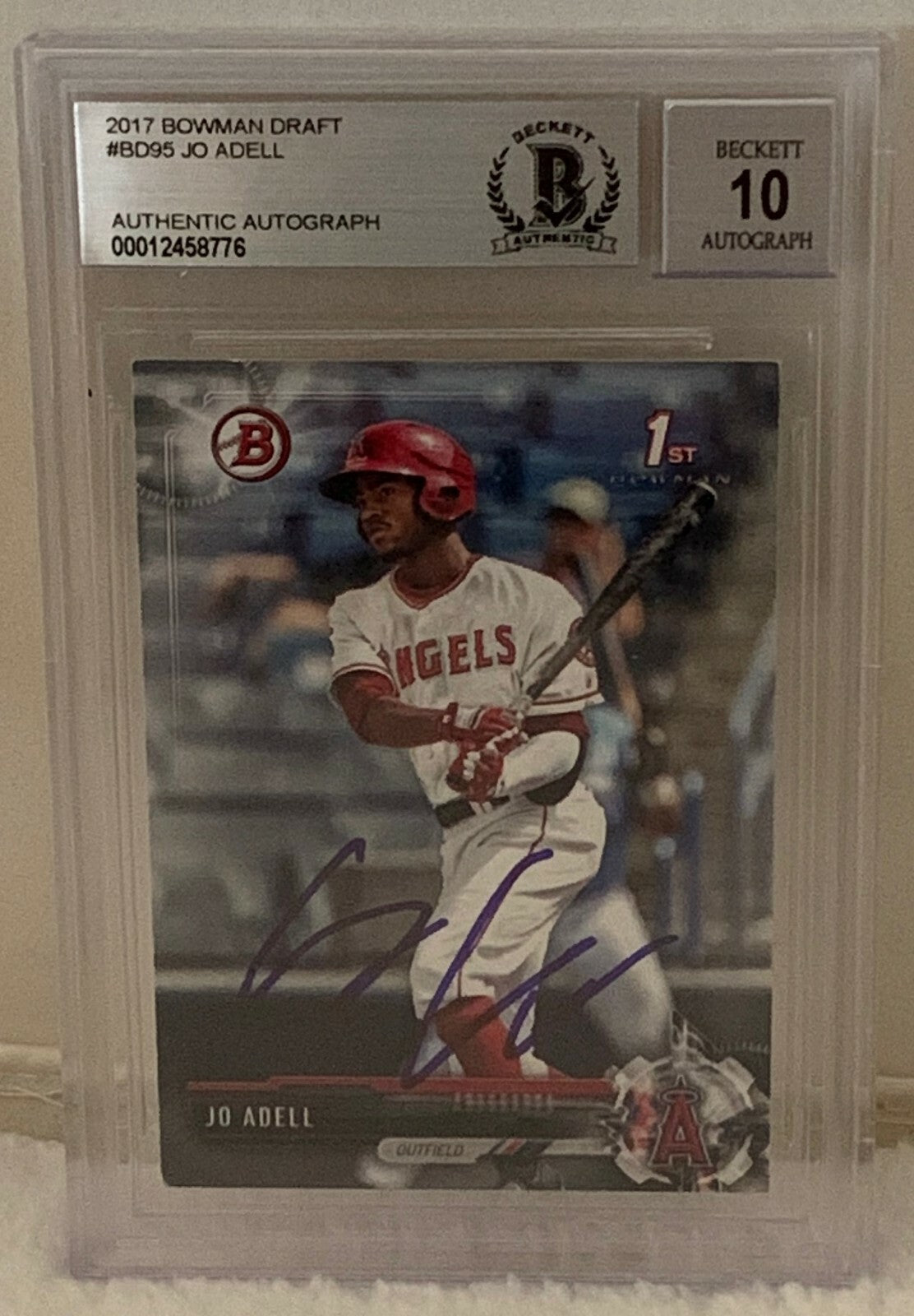 Jo Adell Angels signed 2017 Bowman Draft #BD95 Rookie Card Beckett BGS Auto 10