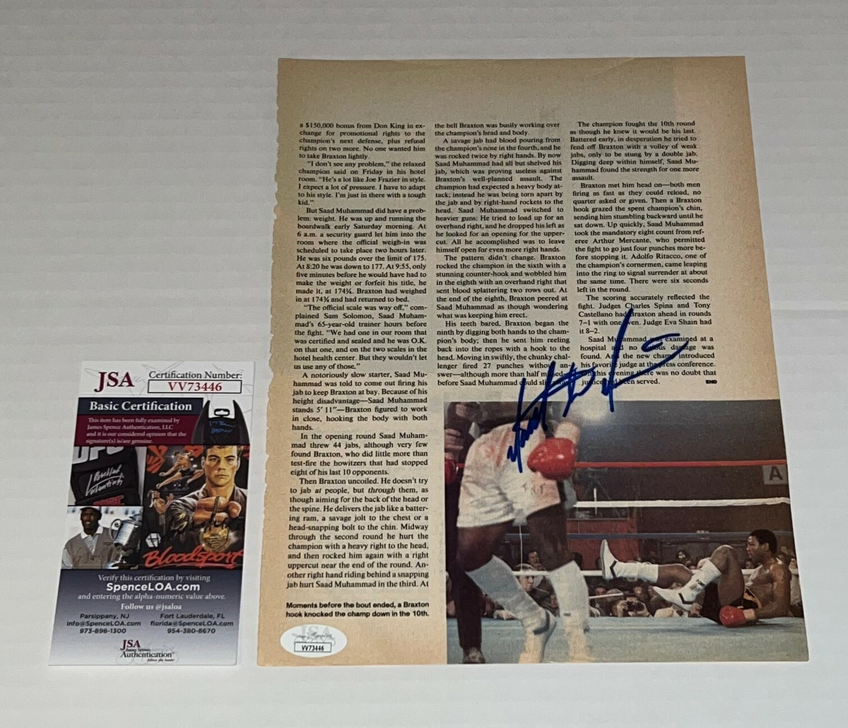 Matthew Saad Muhammad signed Magazine Page Boxing Champ autographed 3 JSA