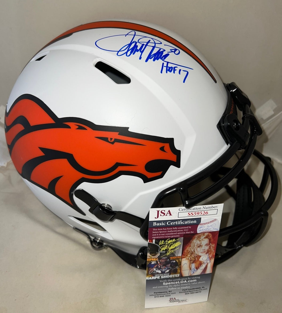 Terrell Davis signed Denver Broncos Lunar Eclipse F/S helmet W/ HOF Inscrip JSA