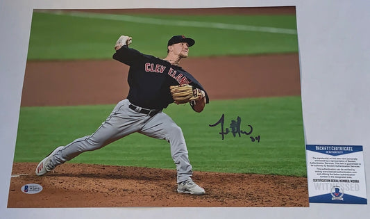 Zach Plesac signed Cleveland Indians 11x14 photo Beckett Witnessed (Smeared)