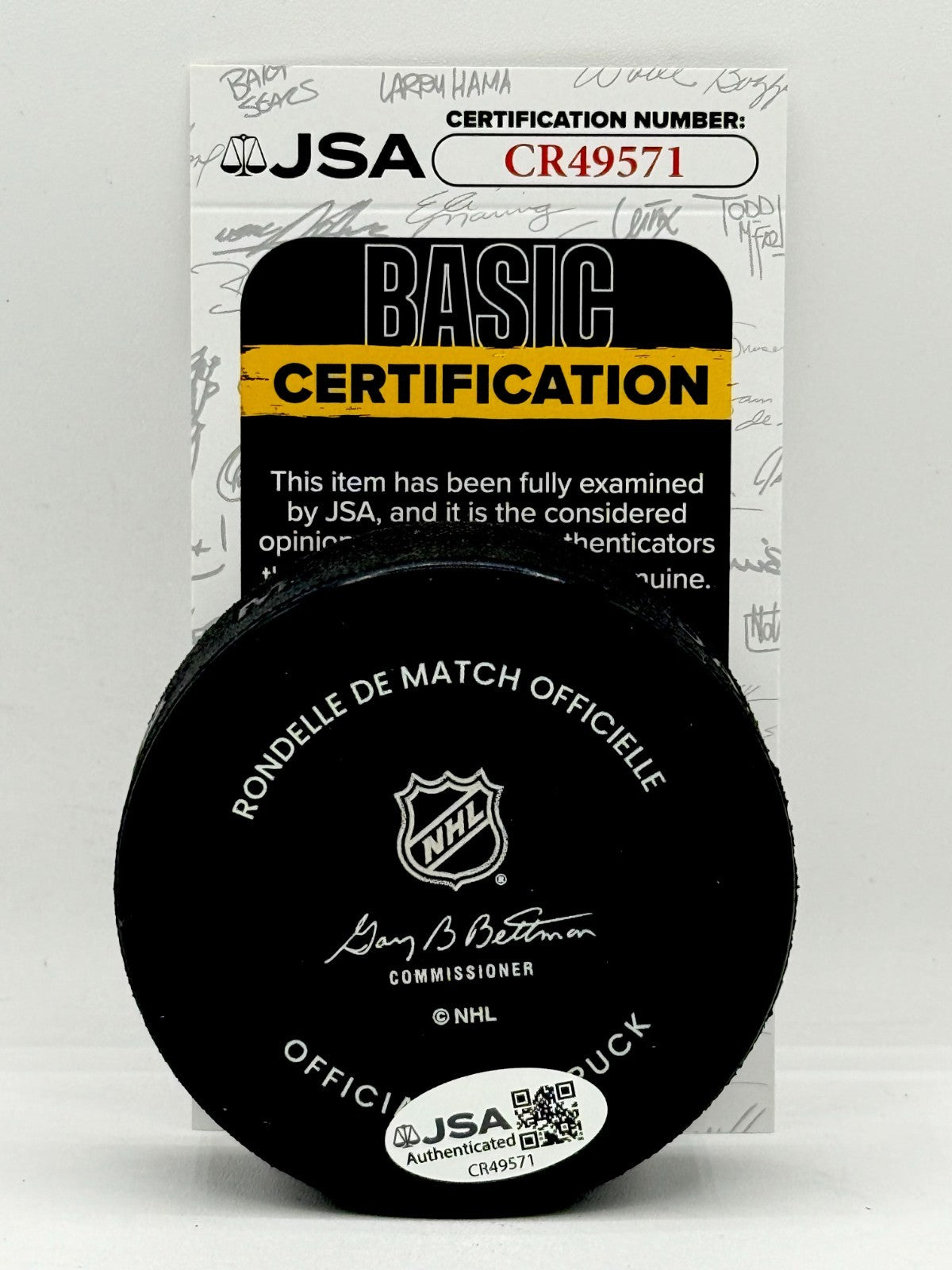 Ed Belfour signed Toronto Maple Leafs Official Game Puck autographed JSA COA