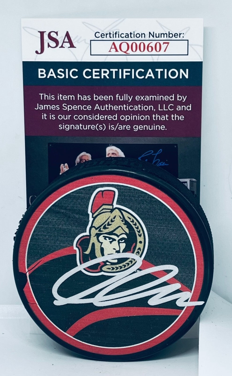 Thomas Chabot signed Ottawa Senators Reverse Retro Puck autographed JSA