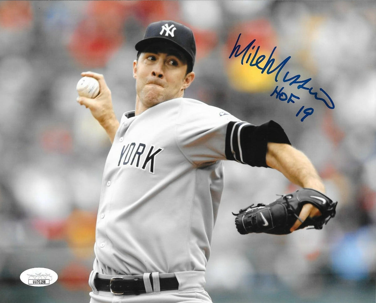 Mike Mussina signed New York Yankees 8x10 photo W/ HOF Inscription 5 JSA