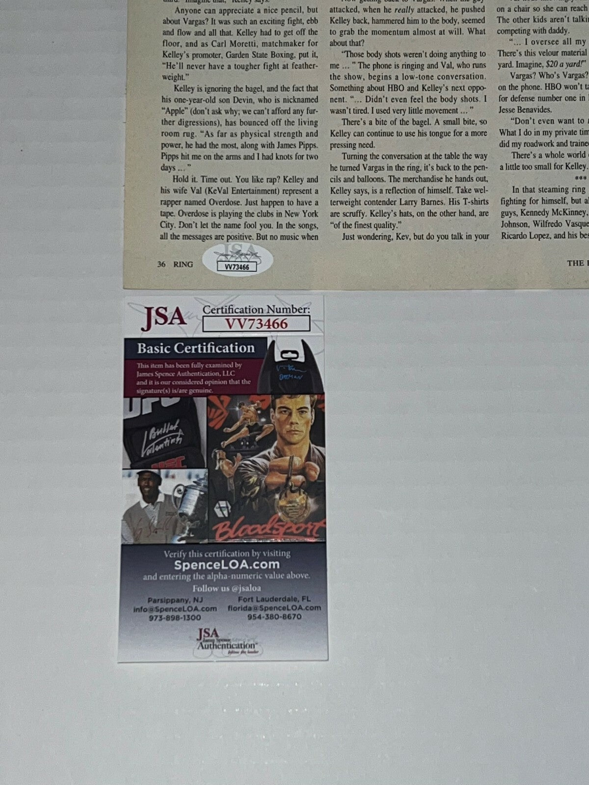 Kevin Kelley The Flash signed Magazine Page Boxing Champ autographed 2 JSA