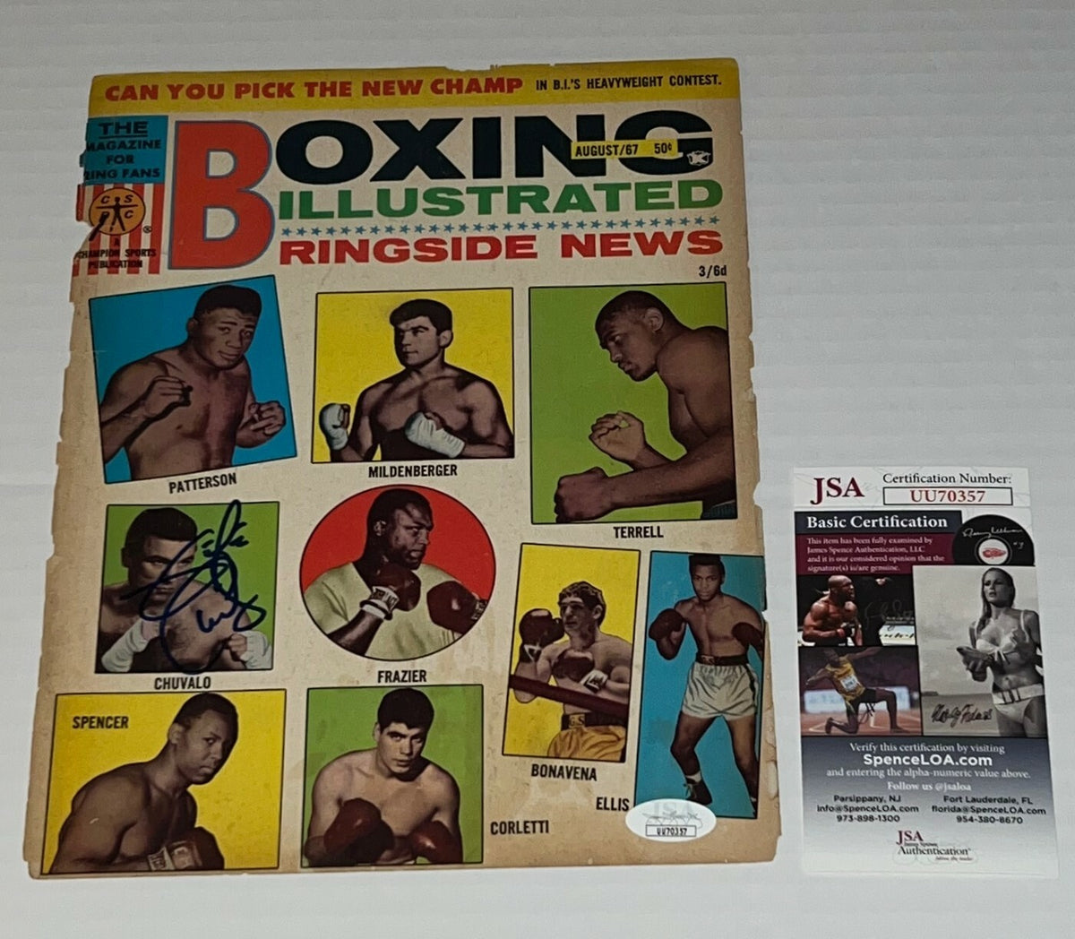 George Chuvalo signed Magazine Page Boxing Champ autographed JSA