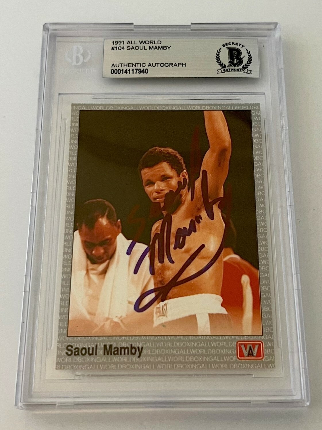Saoul Mamby Boxing signed 1991 All World #104 Card autographed Beckett Slabbed 3