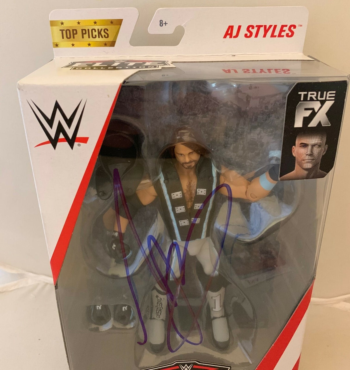 AJ A.J. Styles signed WWE Elite Top Picks Action Figure JSA Authenticated