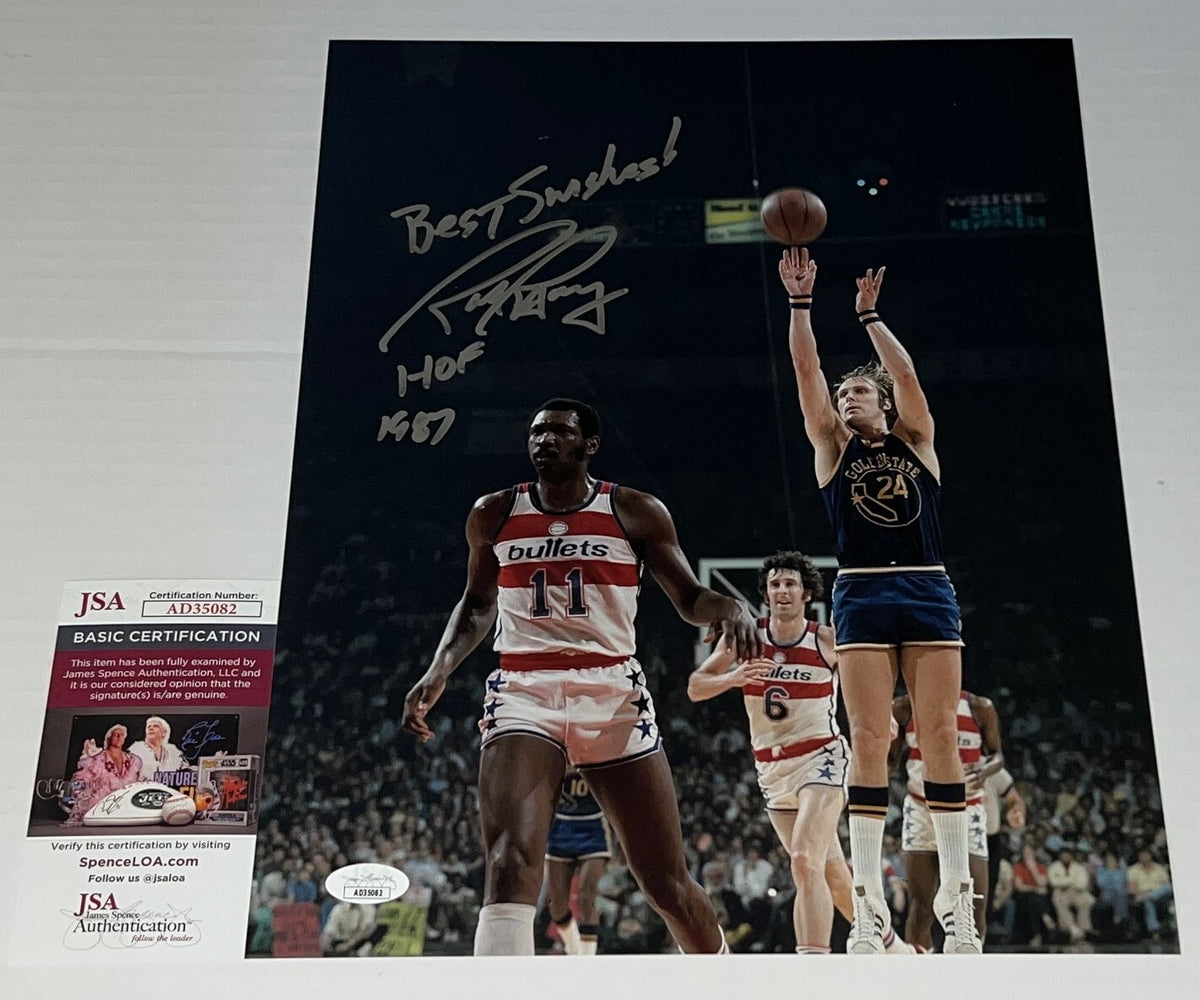 Rick Barry signed Golden State Warriors 11x14 photo autographed W/ HOF Ins 2 JSA