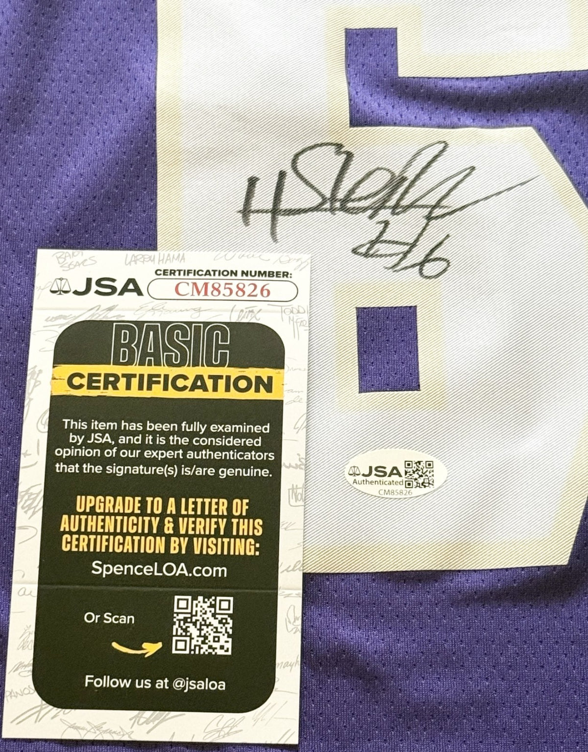 Hannes Steinbach signed Washington Huskies jersey autographed JSA