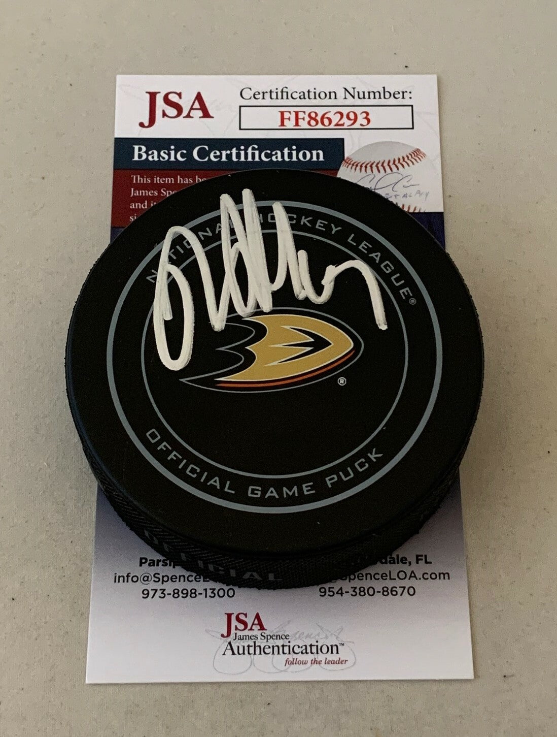 Rickard Rakell signed Anaheim Ducks Official Game Puck autographed JSA