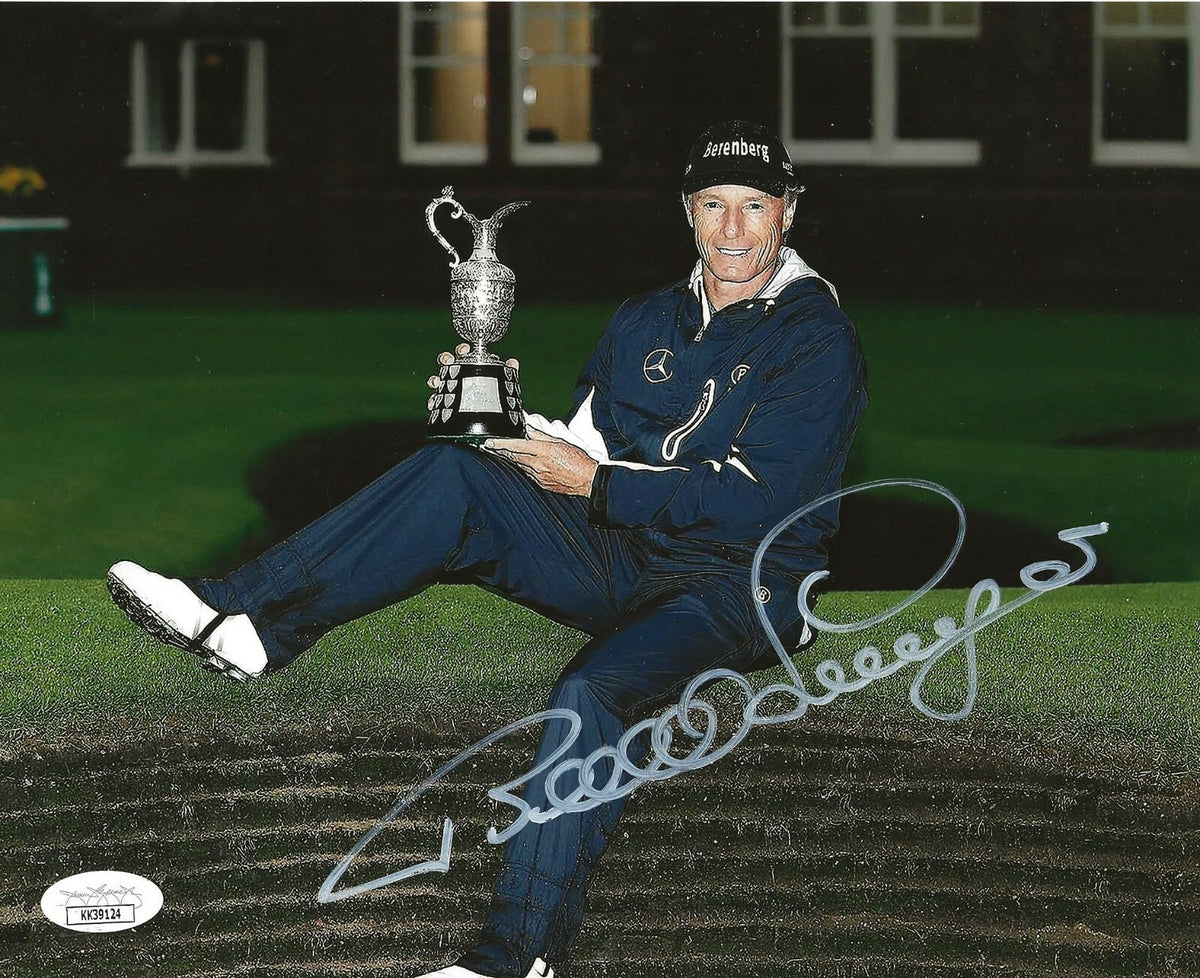 Bernhard Langer signed British Open Trophy 8x10 photo autographed JSA