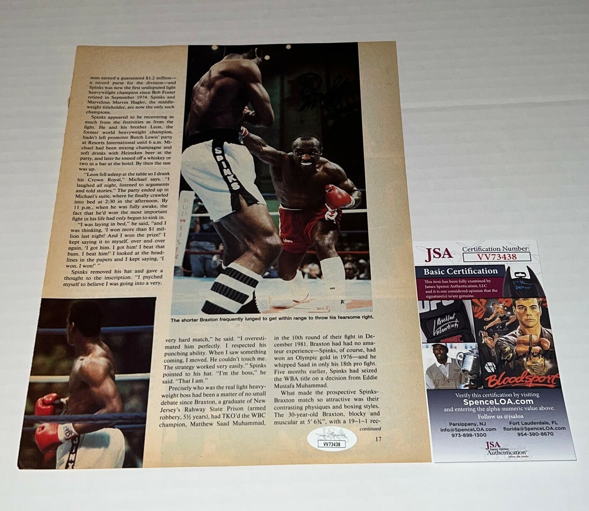 Dwight Muhammad Qawi signed Magazine Page Boxing Champ autographed 6 JSA