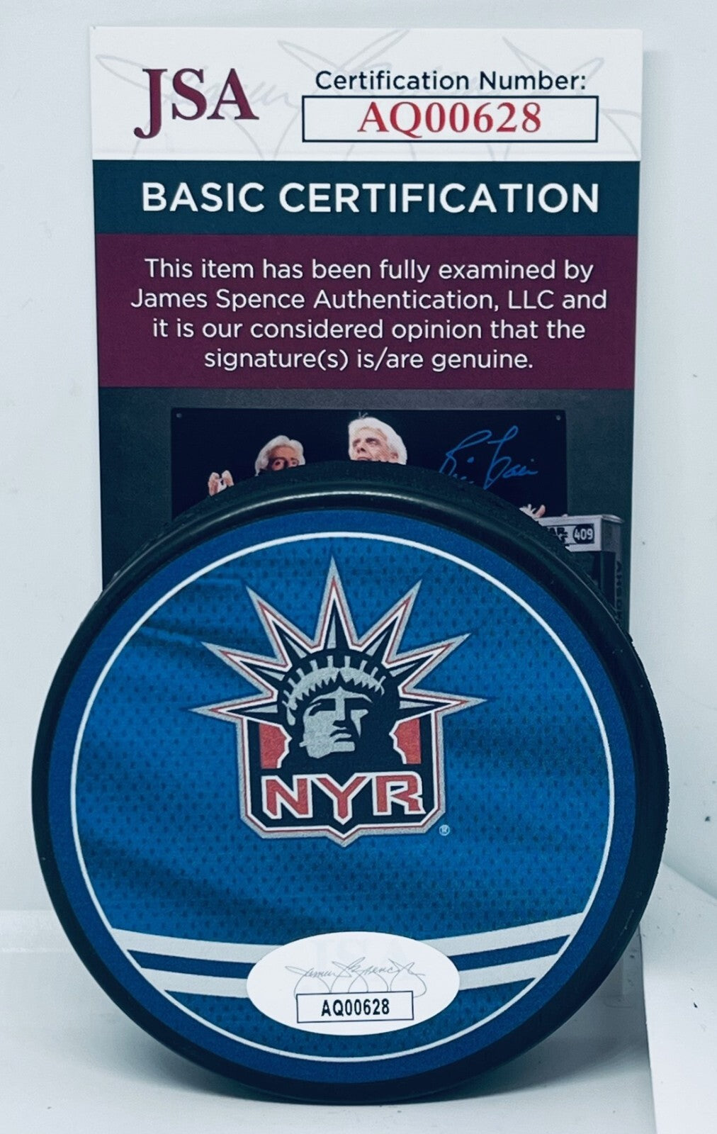 Pat Verbeek signed New York Rangers Reverse Retro Puck autographed JSA