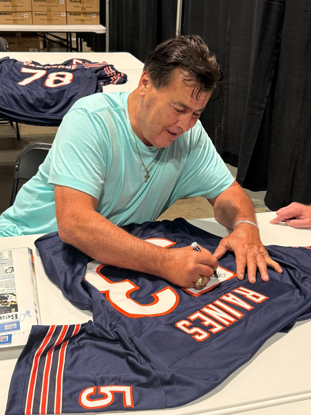 Dan Rains Chicago Bears signed Custom jersey W/ SB XX Champs Beckett Witnessed