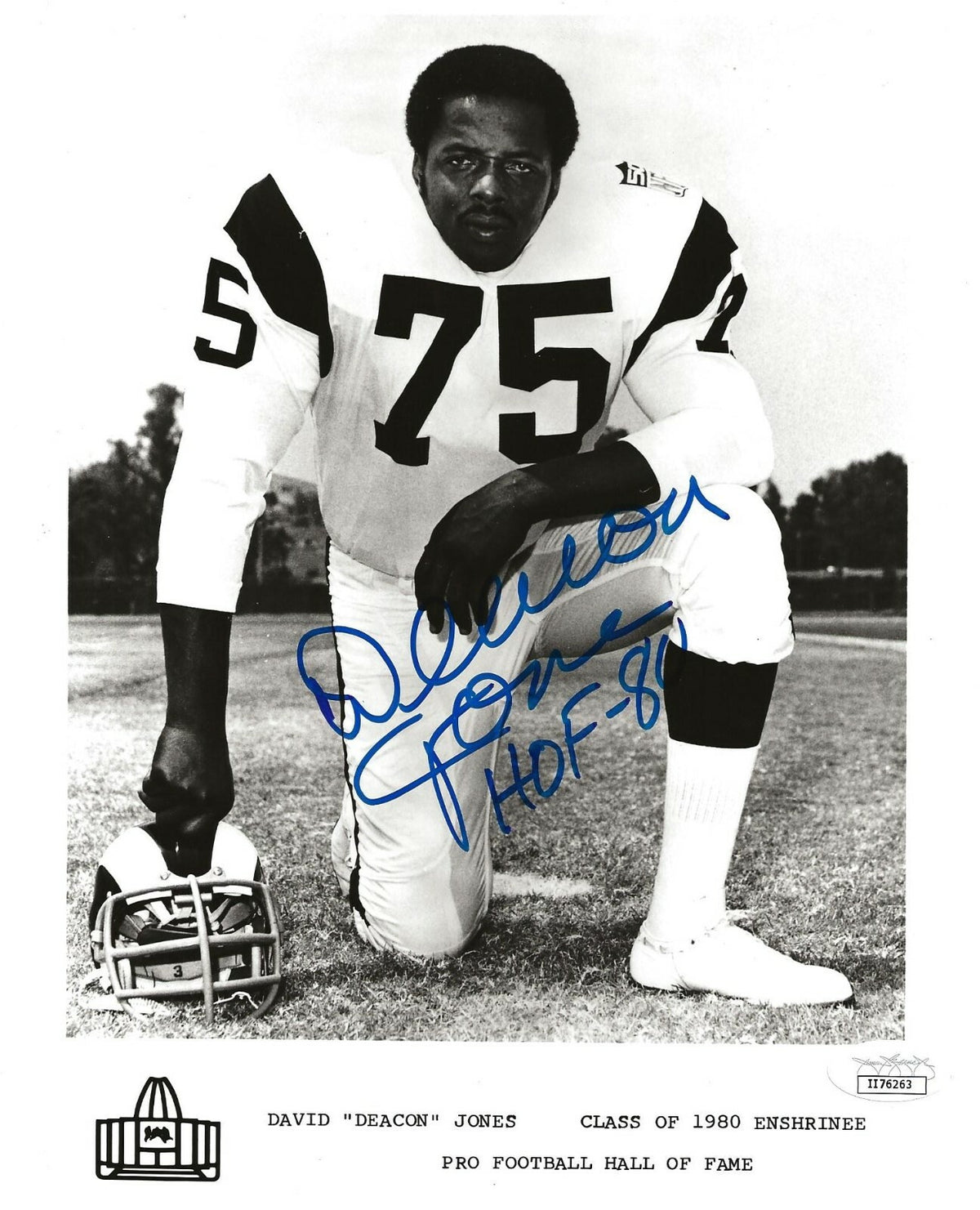 Deacon Jones signed LA Los Angeles Rams 8x10 photo autographed W/ HOF Inscr JSA