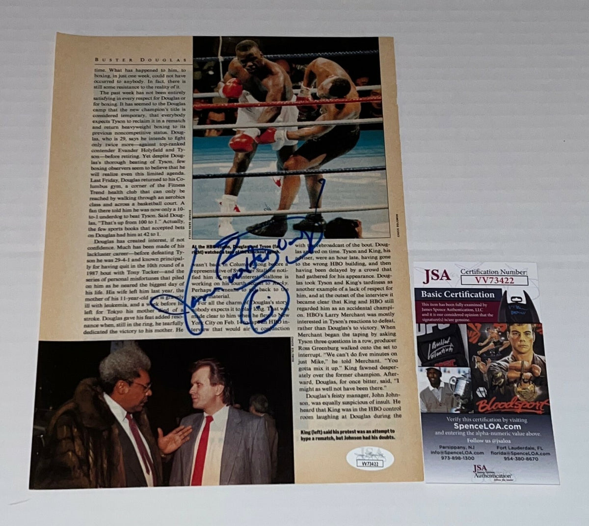 Buster Douglas signed Magazine Page Boxing Champ autographed 3 JSA