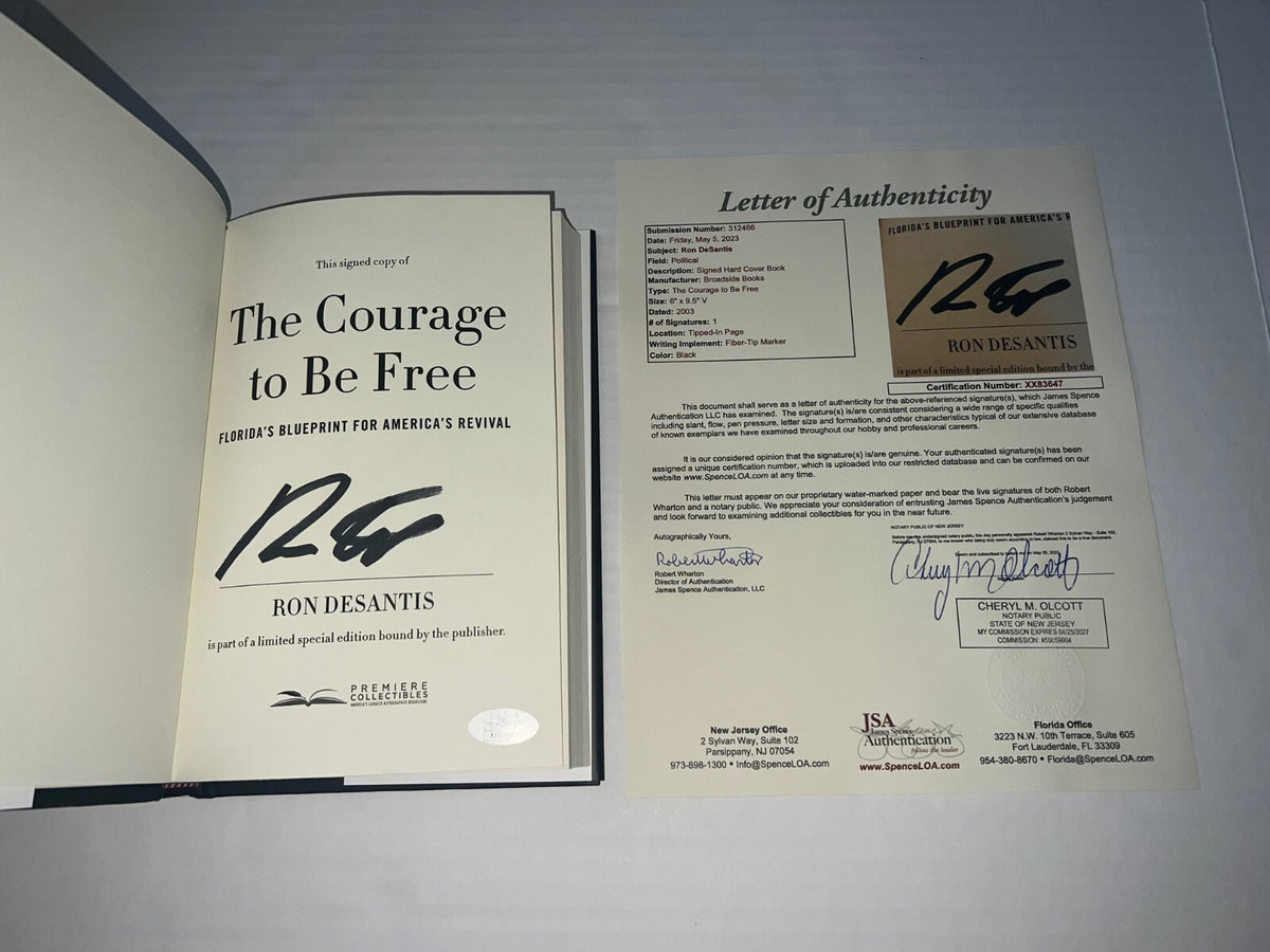 Ron DeSantis signed The Courage To Be Free First Edition Book JSA LOA