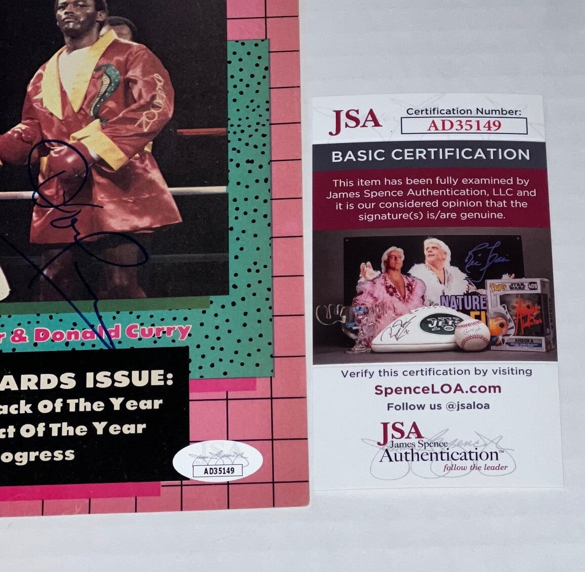 Donald Curry Cobra signed Magazine Page Boxing Champ autographed 5 JSA