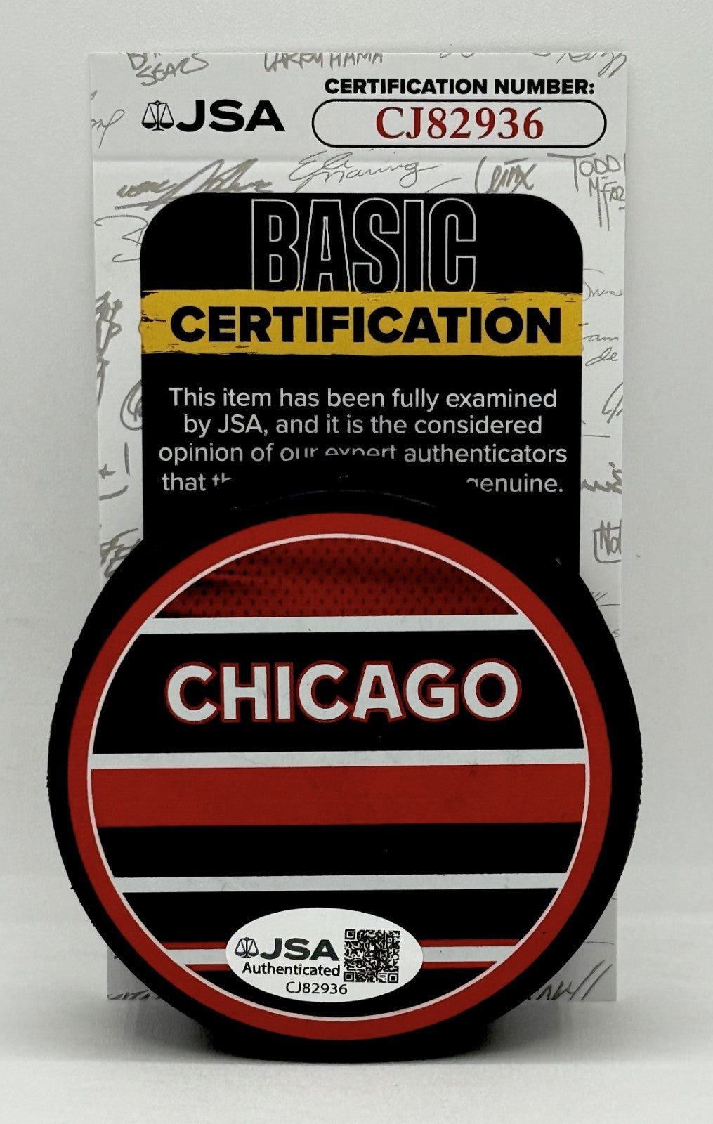 Sam Rinzel signed Chicago Blackhawks Reverse Retro Puck autographed JSA