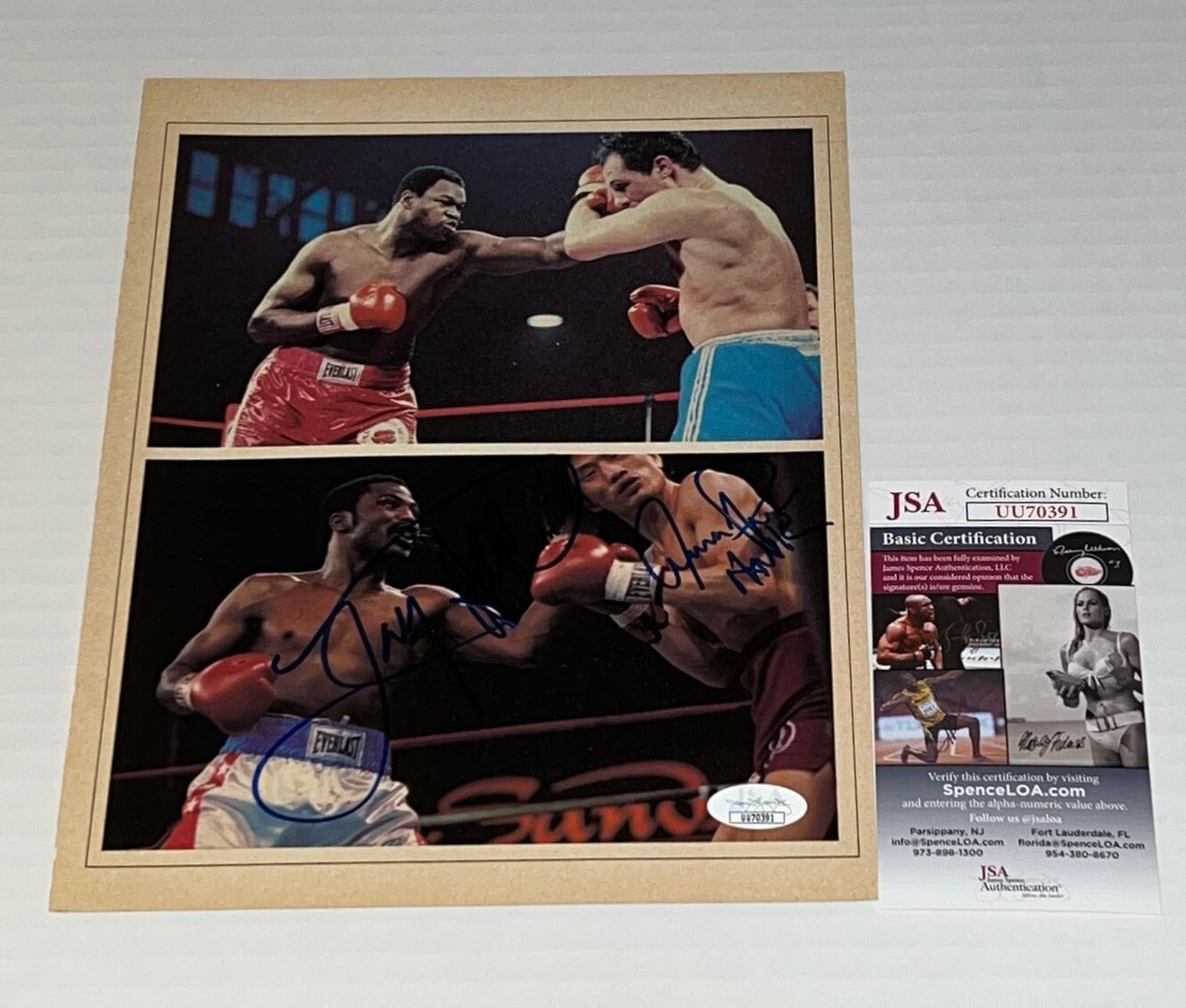 Larry Holmes & Aaron Pryor signed Boxing Magazine Page autographed JSA