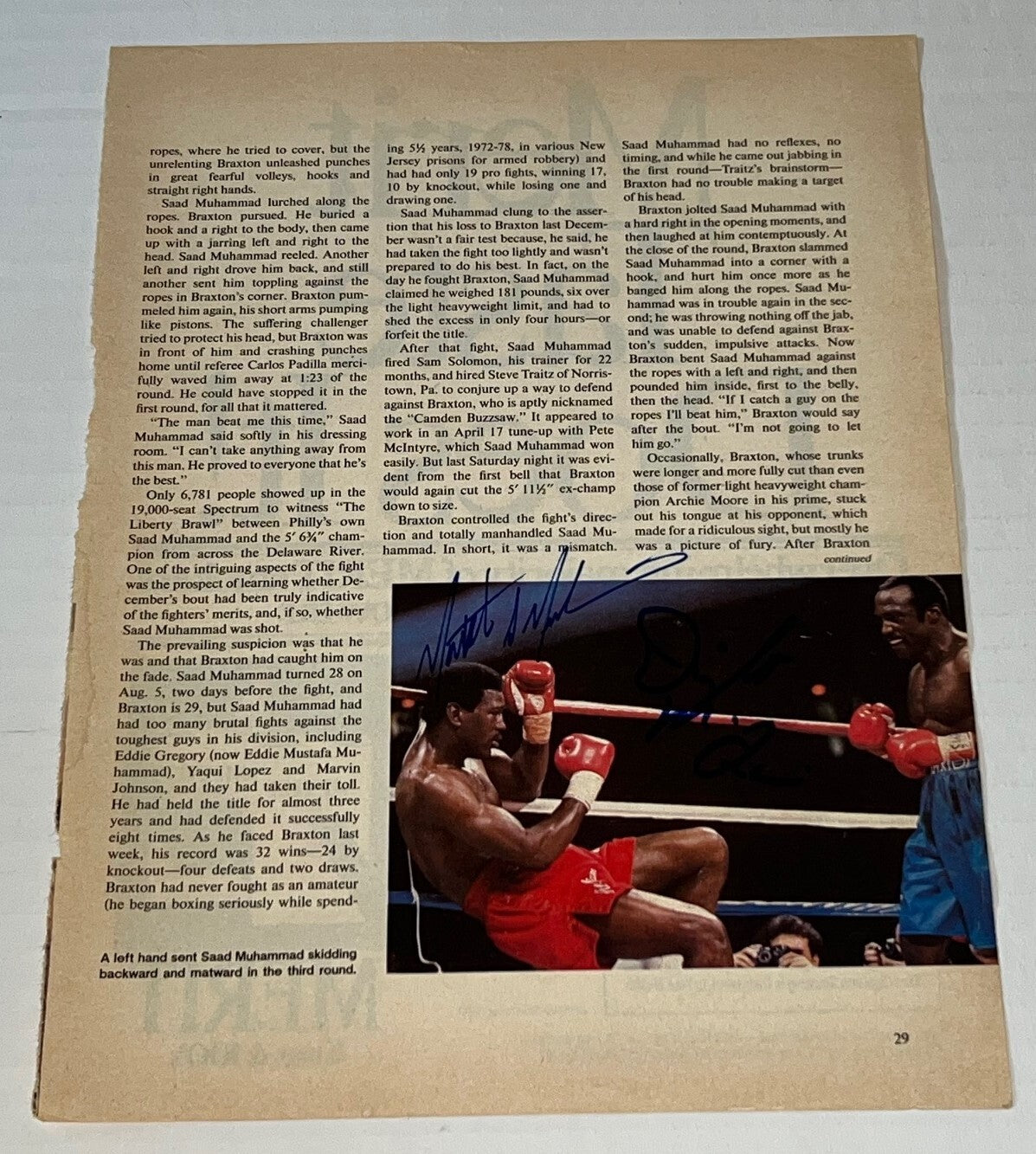 Matthew Saad Muhammad & Dwight Muhammad Qawi signed Boxing Magazine Page 3 