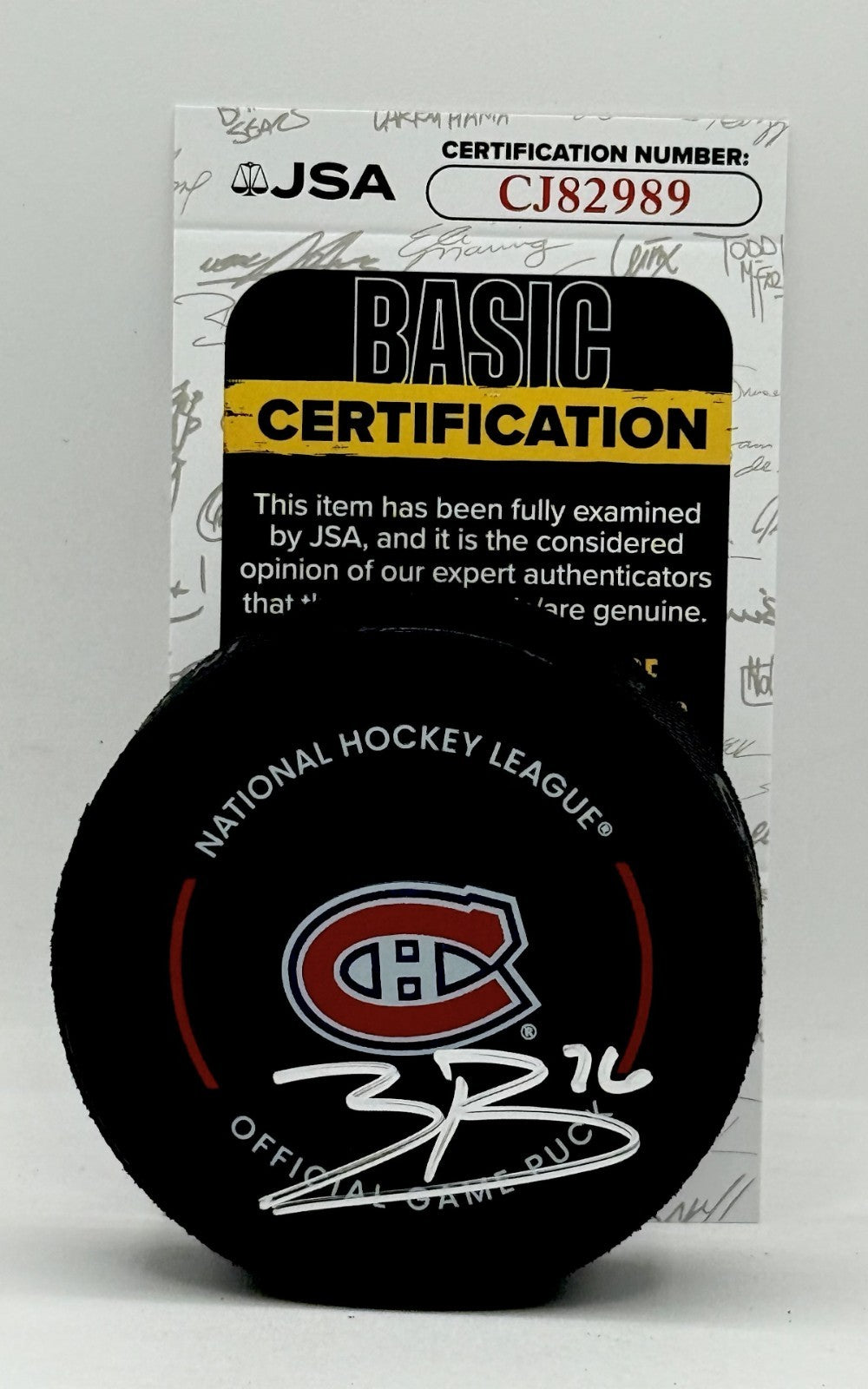 Zack Bolduc signed Montreal Canadiens Official Game Puck autographed JSA