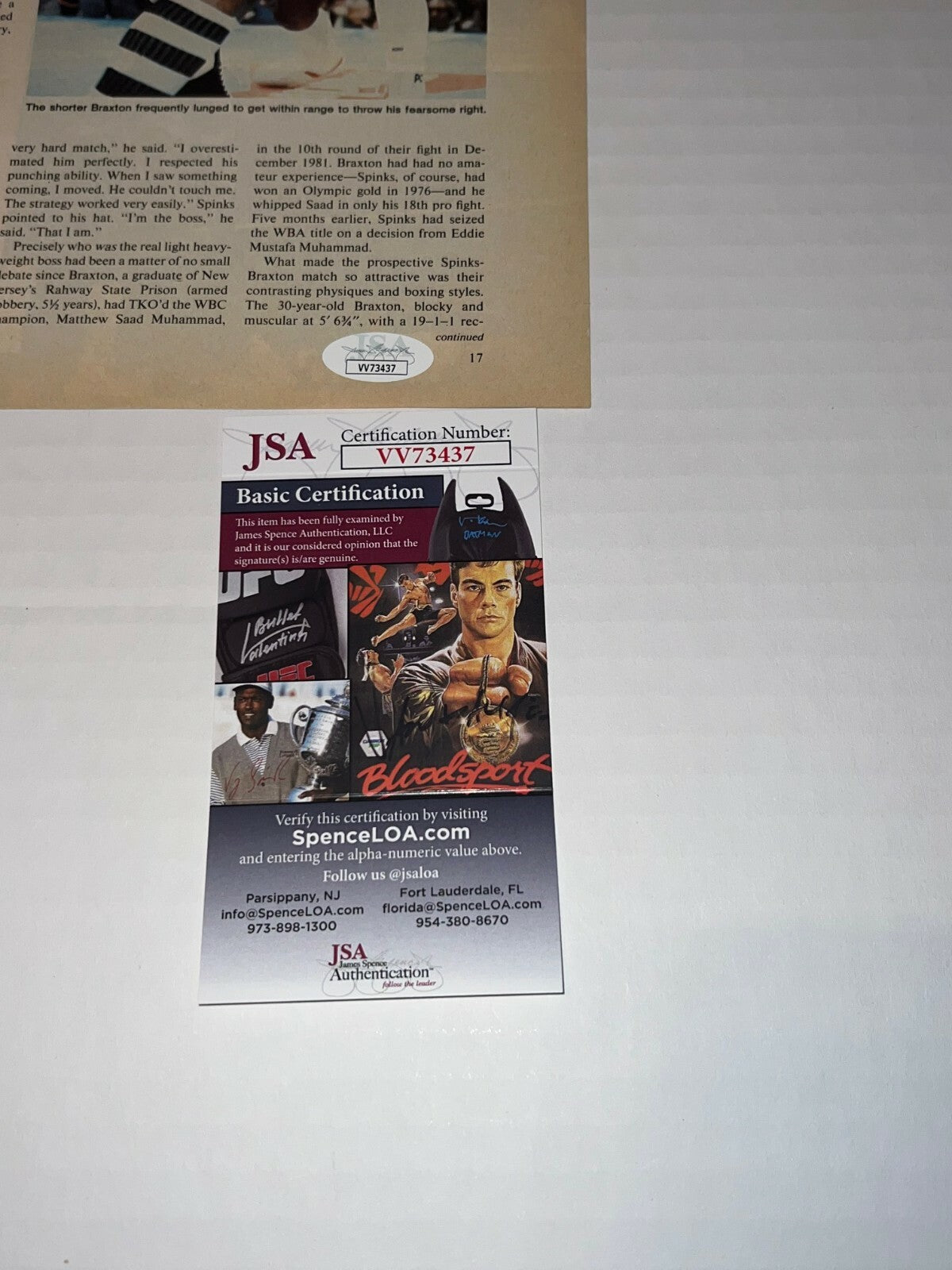 Dwight Muhammad Qawi signed Magazine Page Boxing Champ autographed 5 JSA