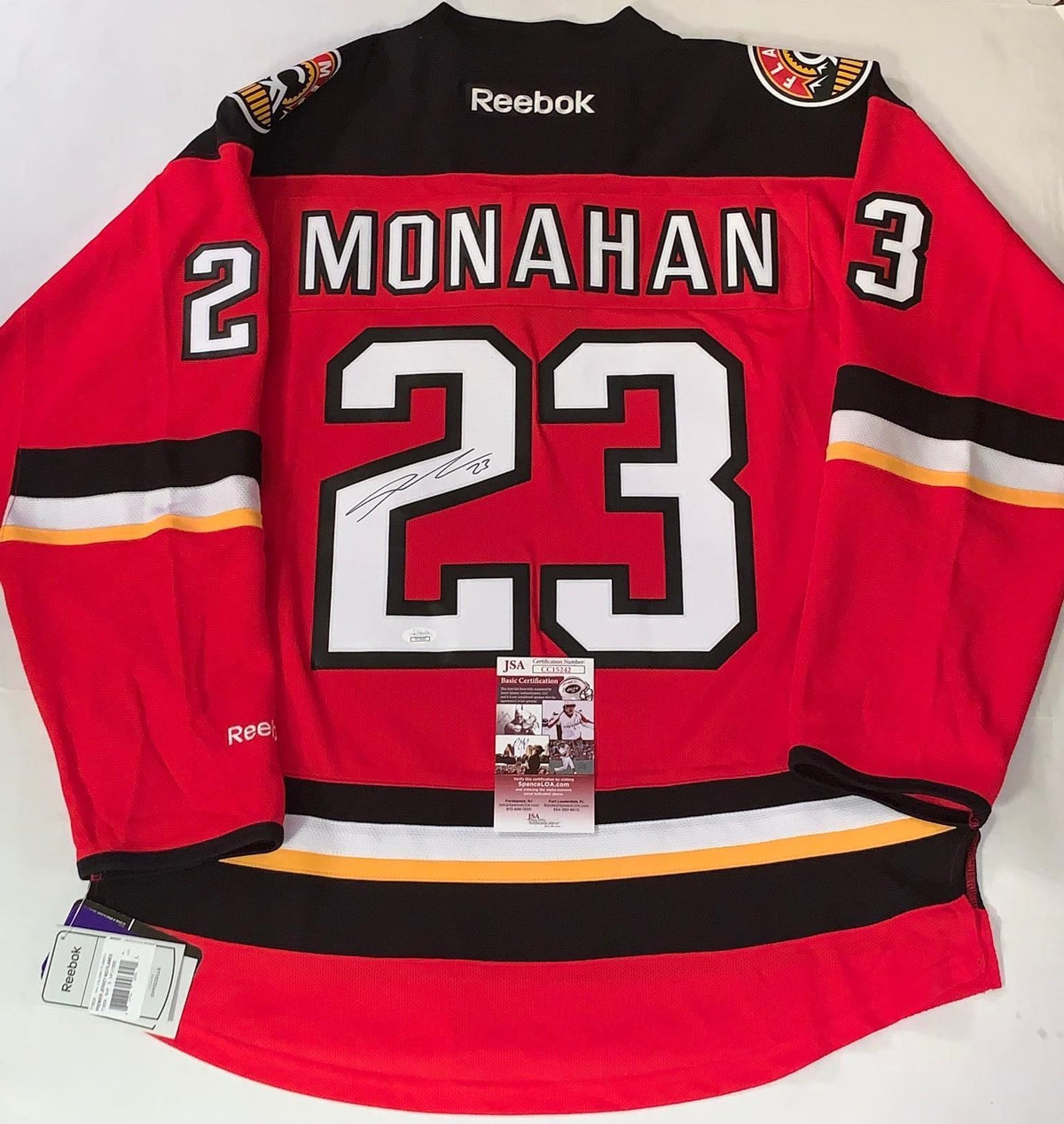 Sean Monahan signed Calgary Flames Reebok Premier Large jersey autographed JSA