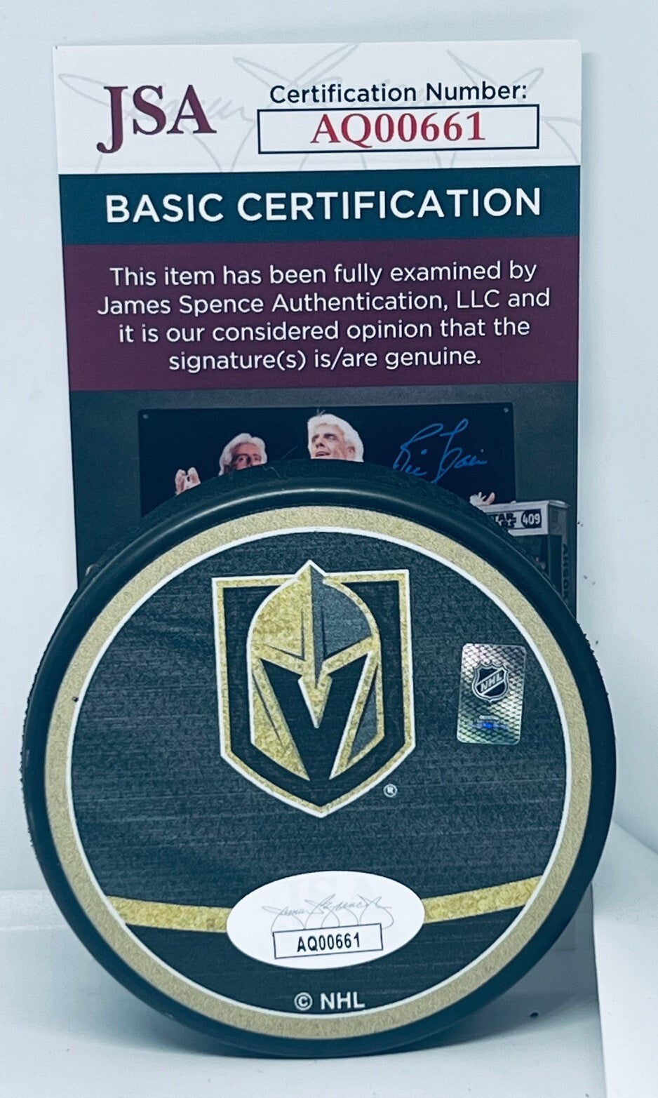 Ivan Barbashev signed Vegas Golden Knights Reverse Retro Puck autographed JSA