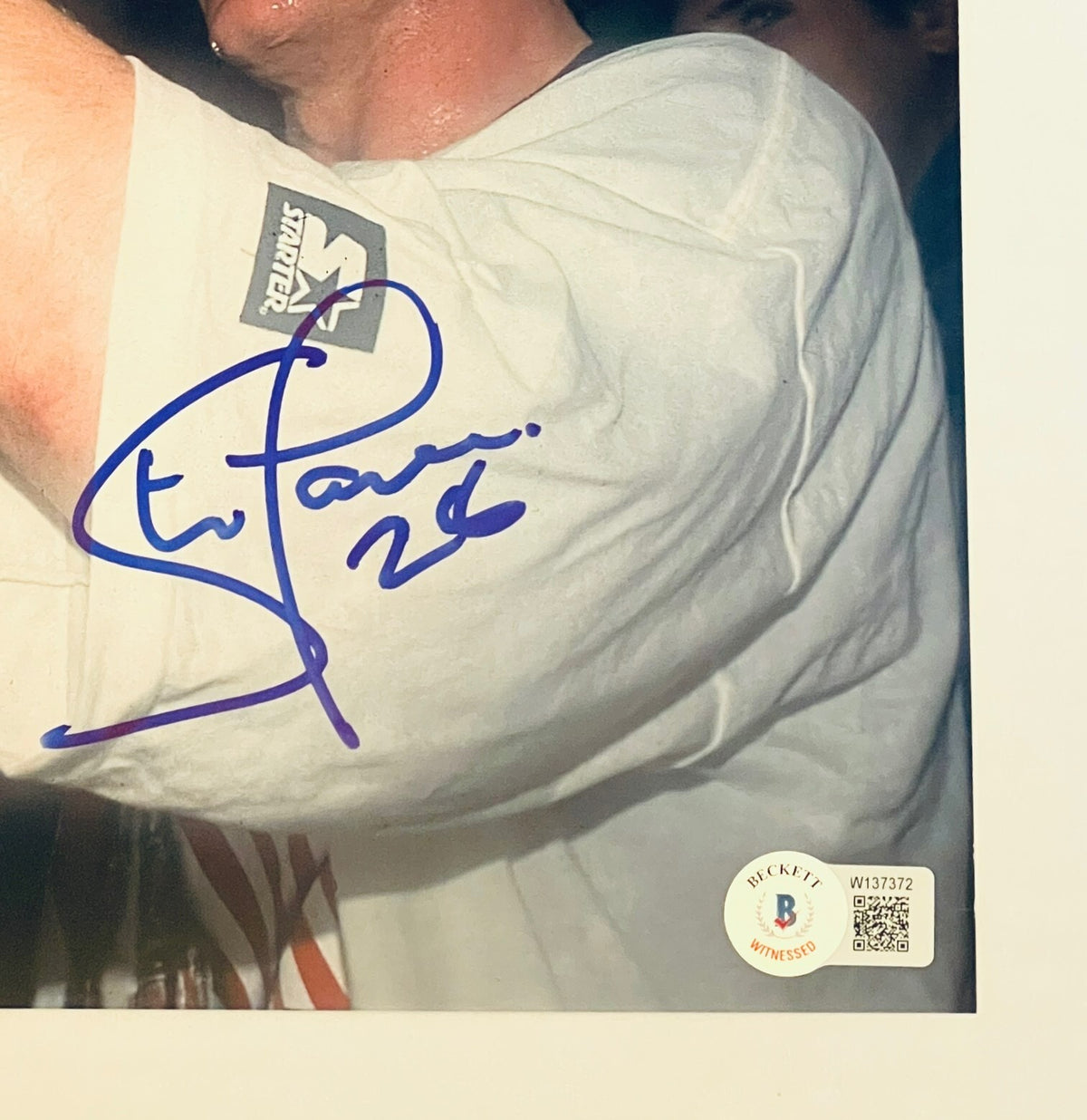 Steve Larmer signed New York Rangers Stanley Cup 11x14 photo Beckett Witnessed