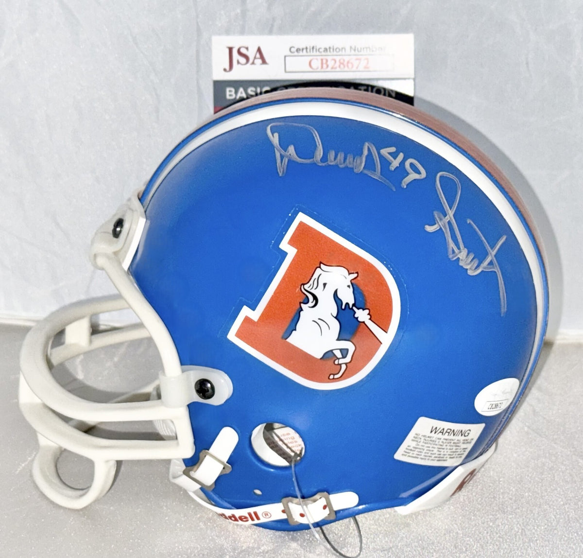 Dennis Smith signed Denver Broncos Throwback mini helmet autographed JSA