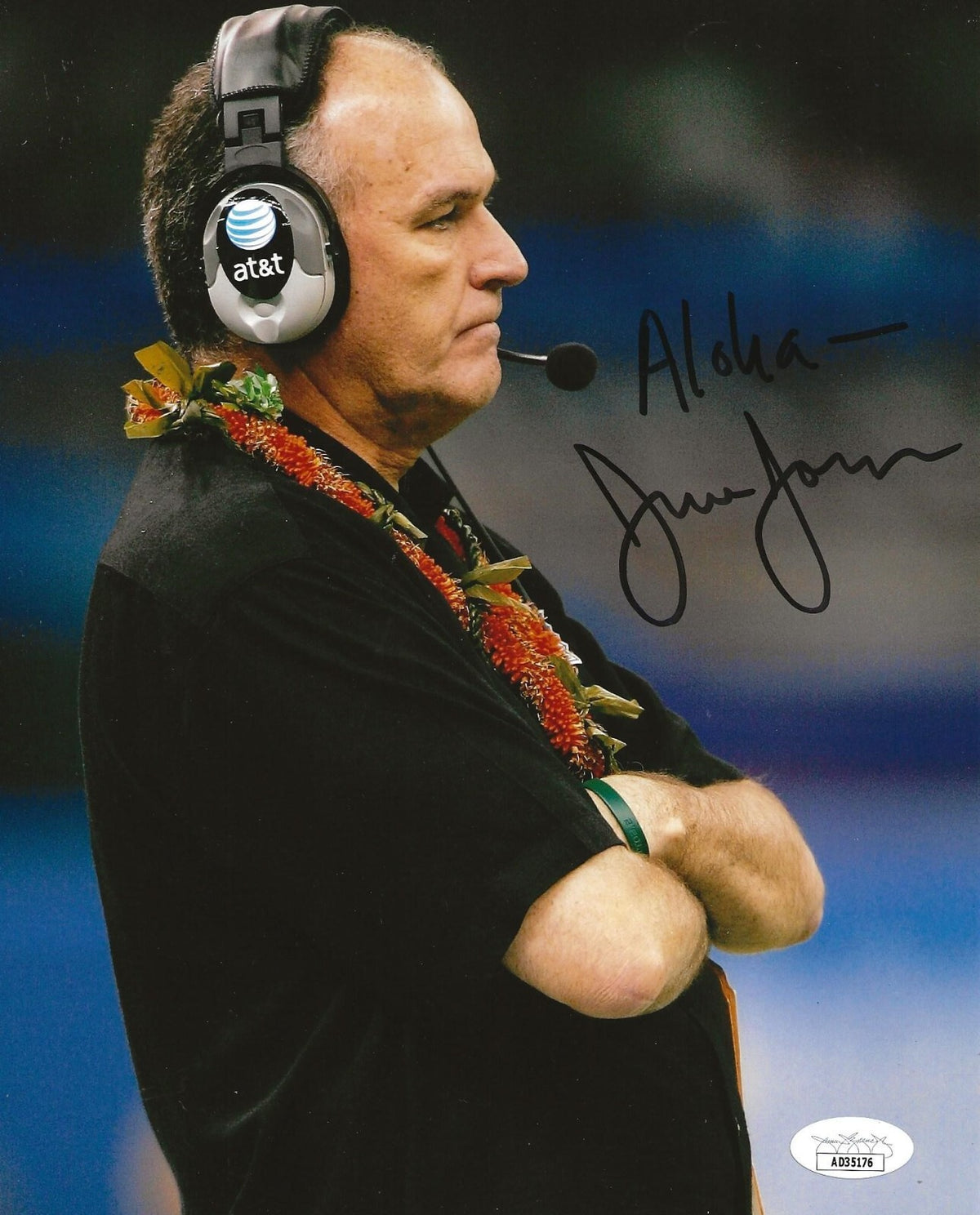 June Jones Atlanta Falcons signed Hawaii Warriors 8x10 photo autographed JSA