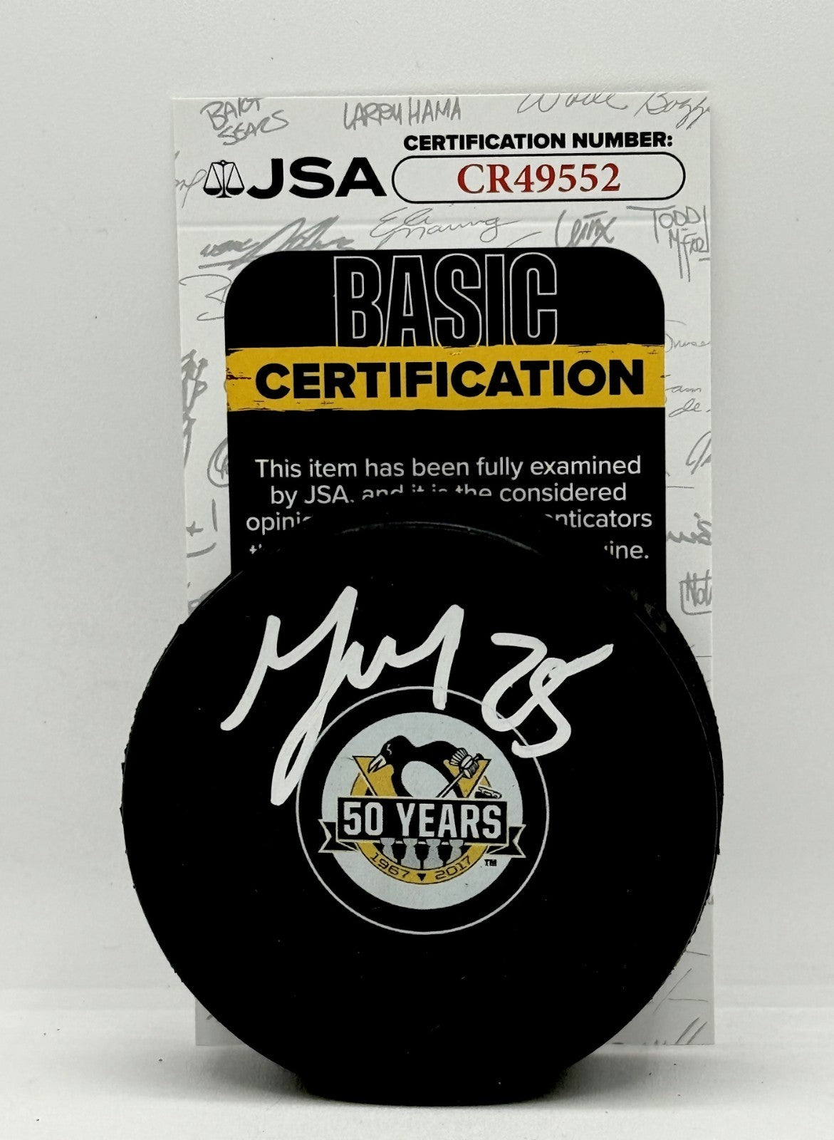 Maxime Talbot signed Pittsburgh Penguins 50th Anniversary Logo Puck JSA COA