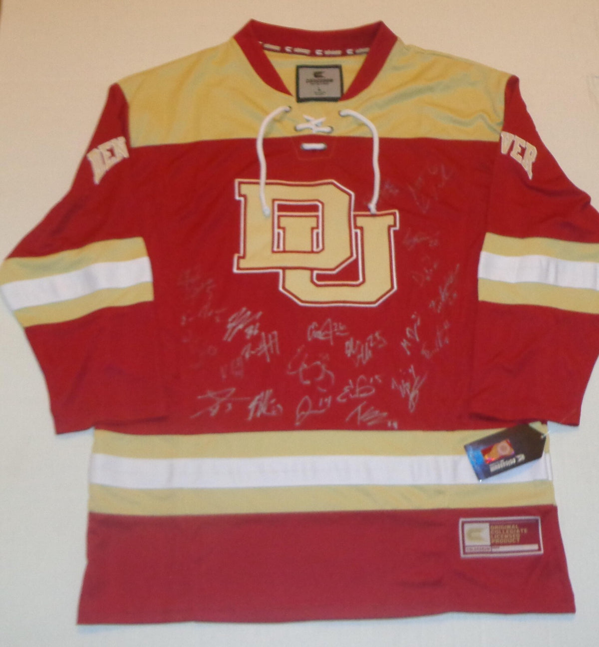Denver Pioneers 2017 team signed jersey autographed Henrik Borgstrom, Butcher 