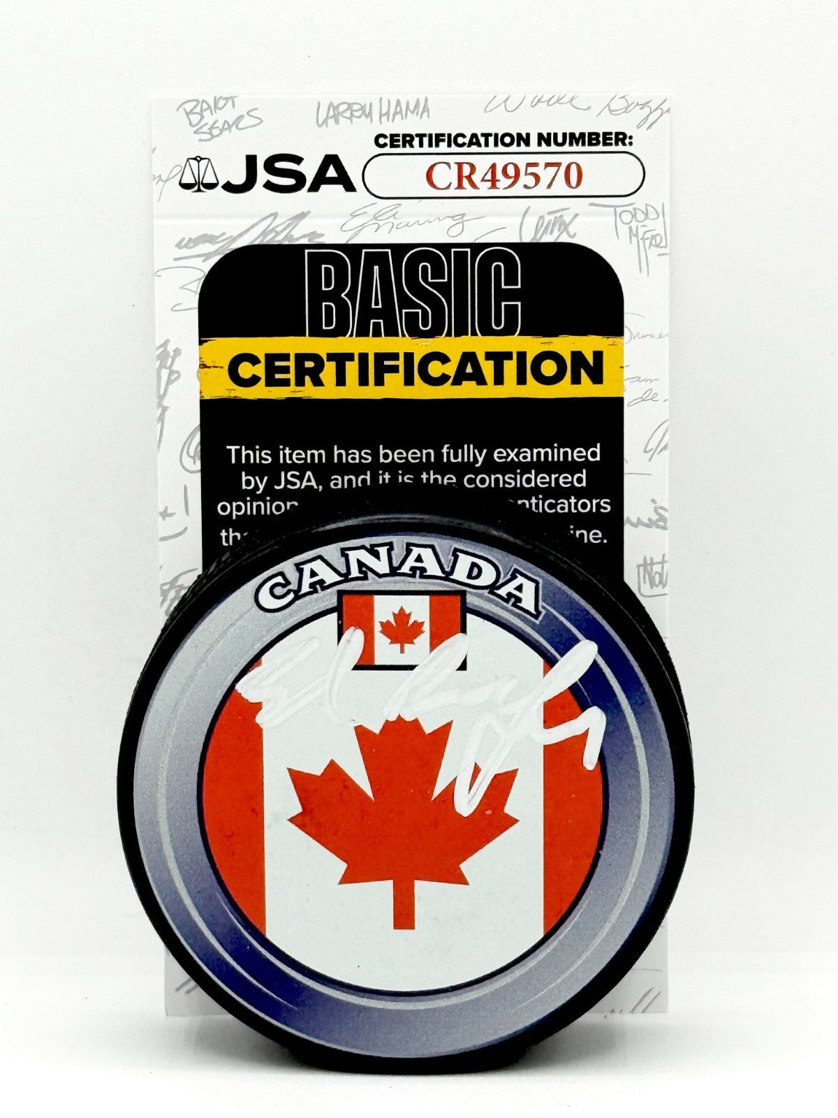 Ed Belfour Stars Blackhawks signed Team Canada Puck autographed JSA COA