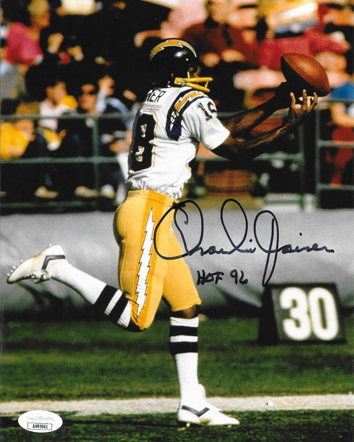 Charlie Joiner signed San Diego Chargers 8x10 photo W/ HOF Inscription #14A JSA