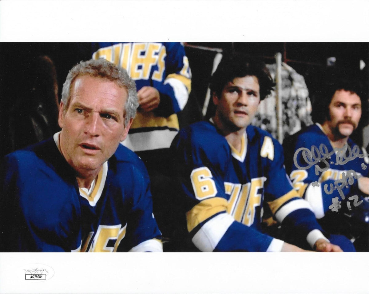 Allan Nicholls signed Slap Shot 8x10 photo autographed Johnny Upton #1 JSA
