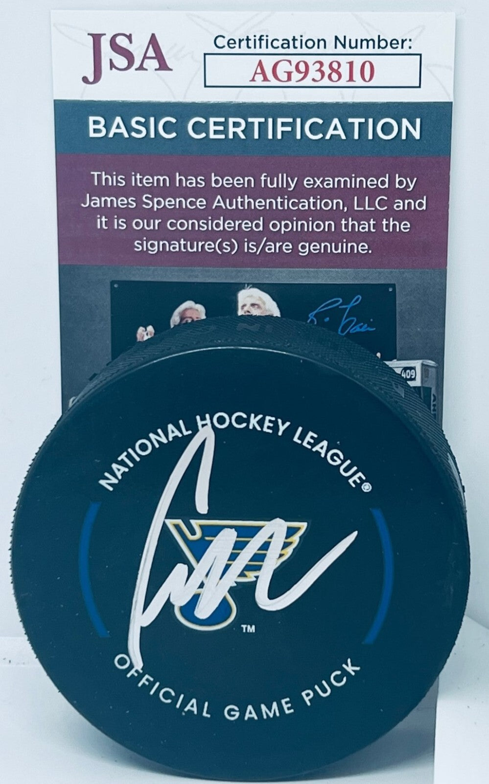 Craig Berube signed St. Louis Blues Official Game Puck autographed JSA