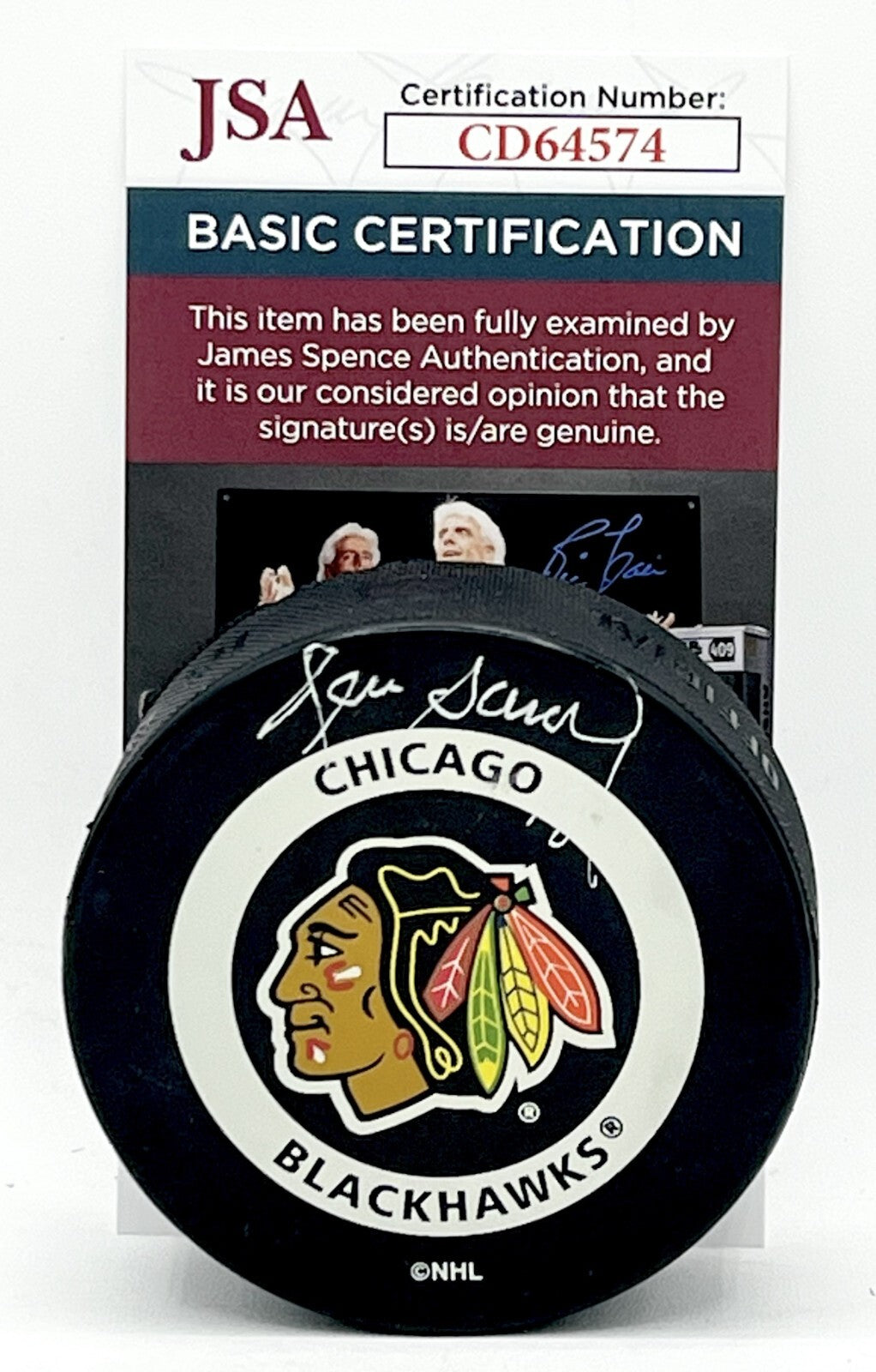 Denis Savard signed Chicago Blackhawks Game puck autographed JSA