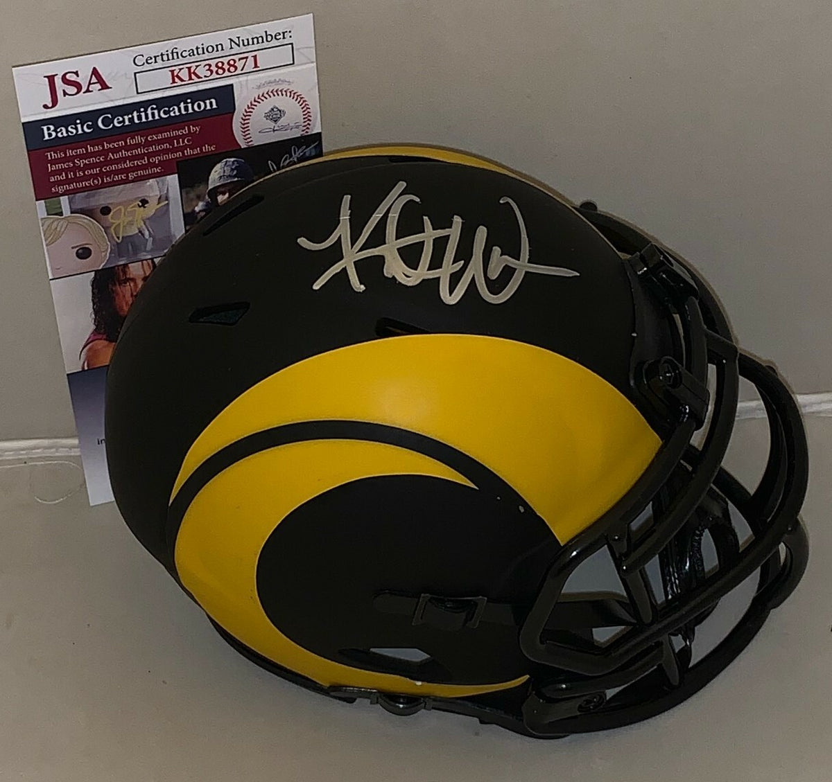 Kurt Warner signed Rams Eclipse mini helmet autographed Exact Proof JSA