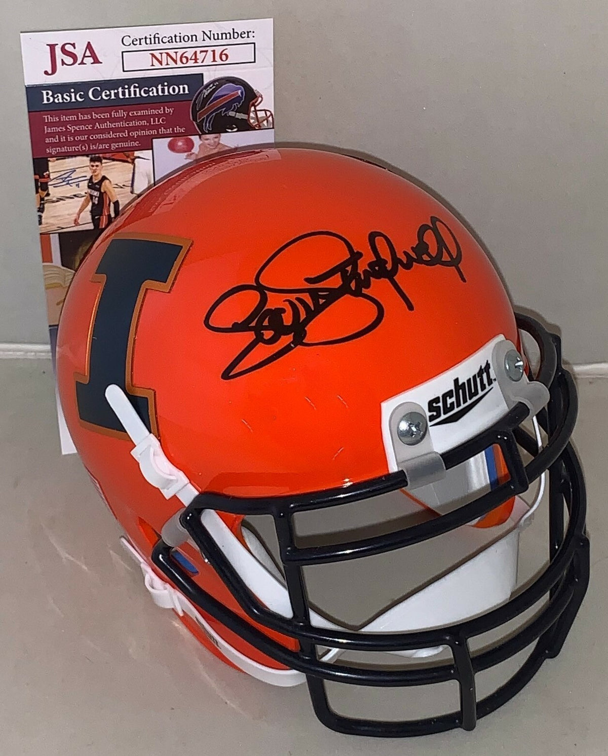 Scott Studwell Vikings signed Illinois Fighting Illini mini helmet 2 JSA