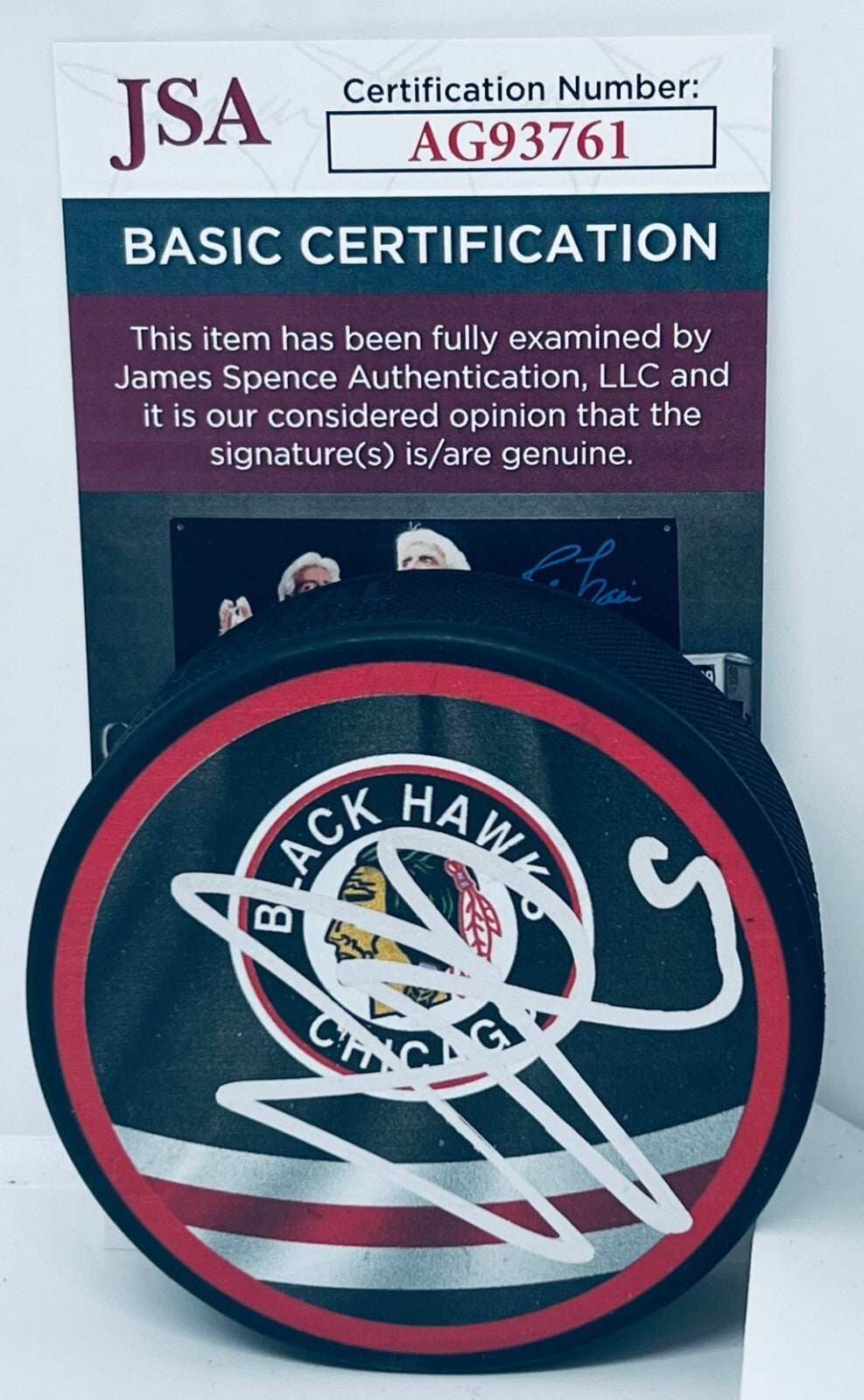 Seth Jones signed Chicago Blackhawks Reverse Retro Puck autographed JSA